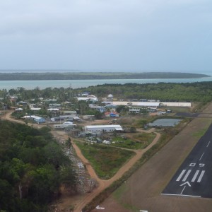 Boigu Island - Aerial view, approach to landing strip