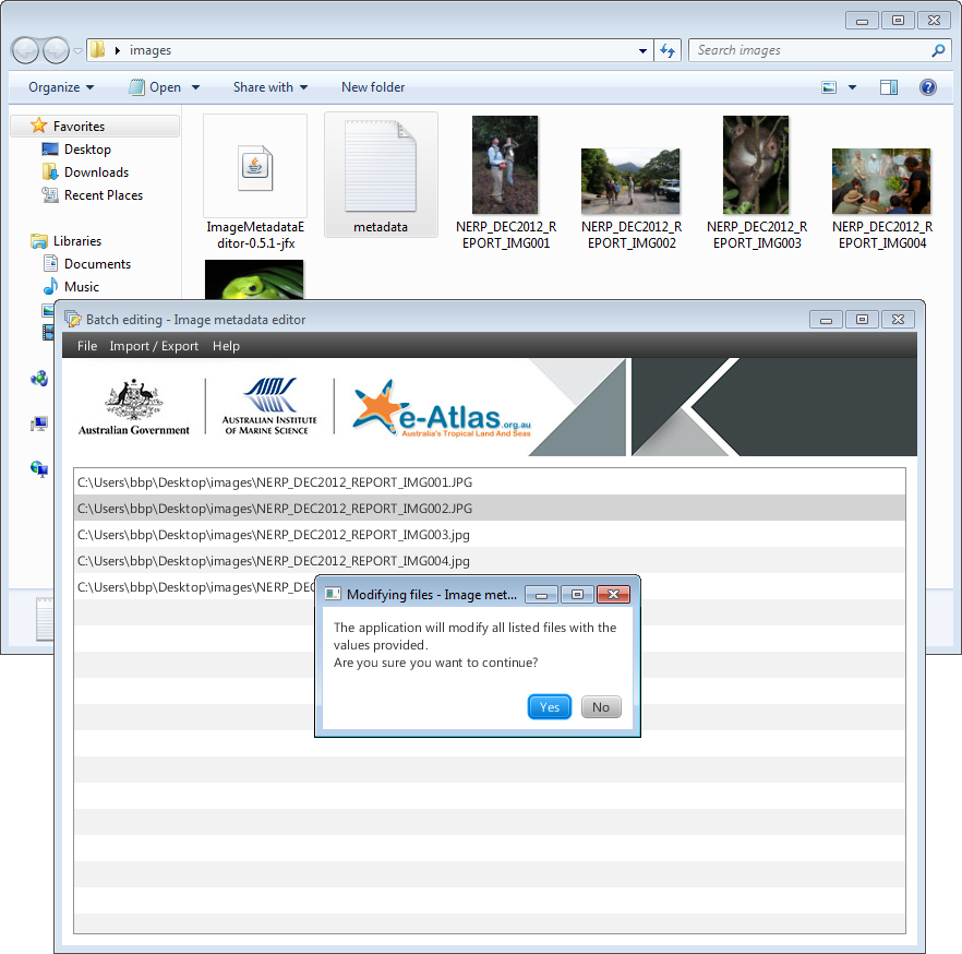 Comfirming before saving images metadata from the Image Metadata Editor