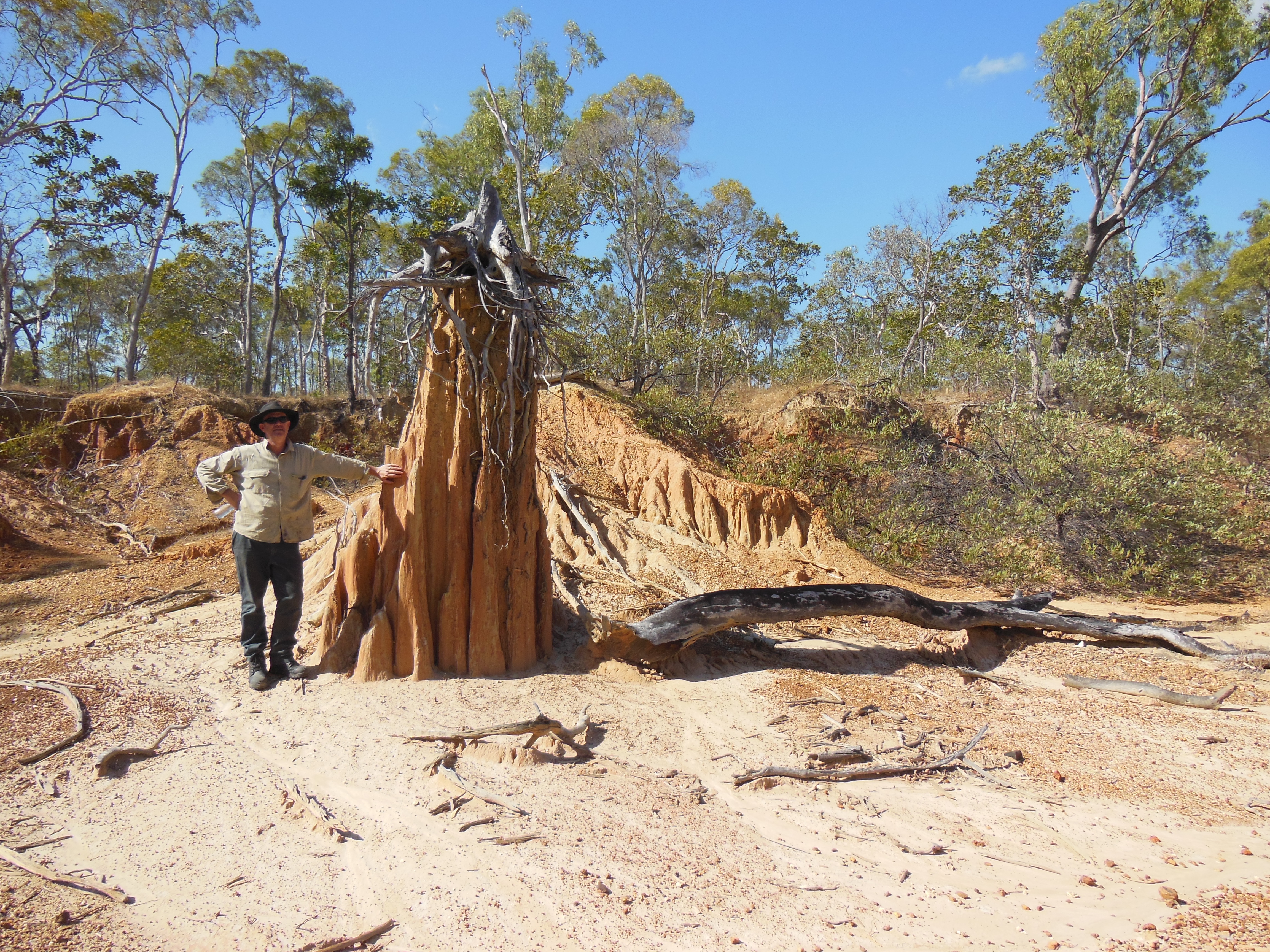 Andrew Brooks standing beside a remnant pedestal