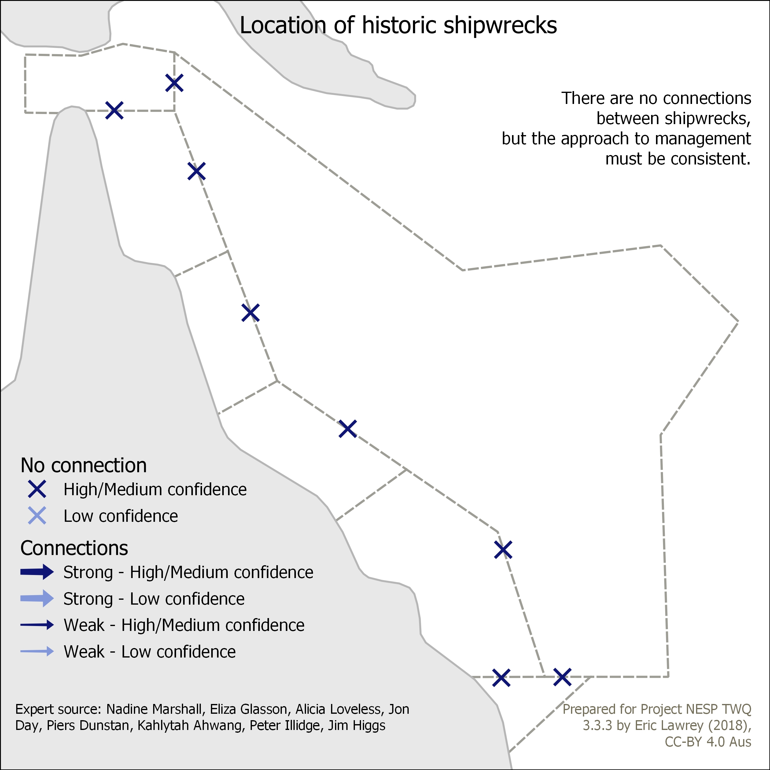 Location of historic shipwrecks