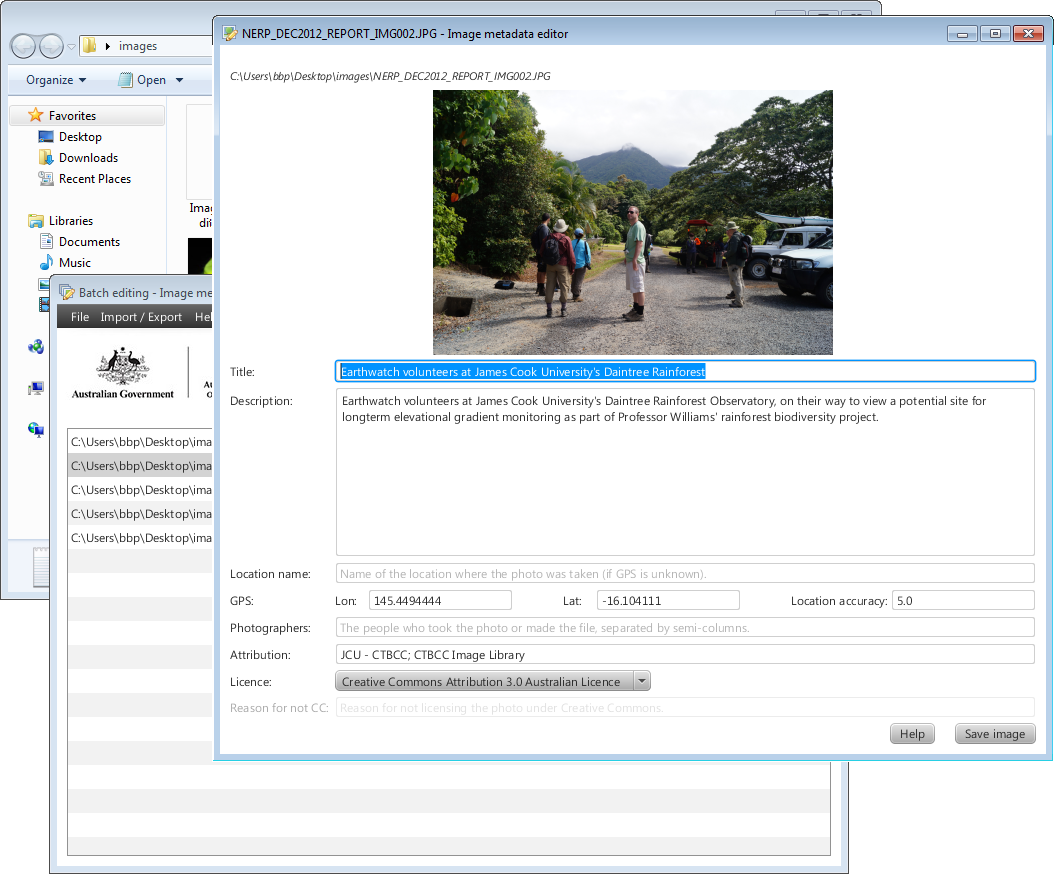 Editing the metadata of an image using the Image Metadata Editor