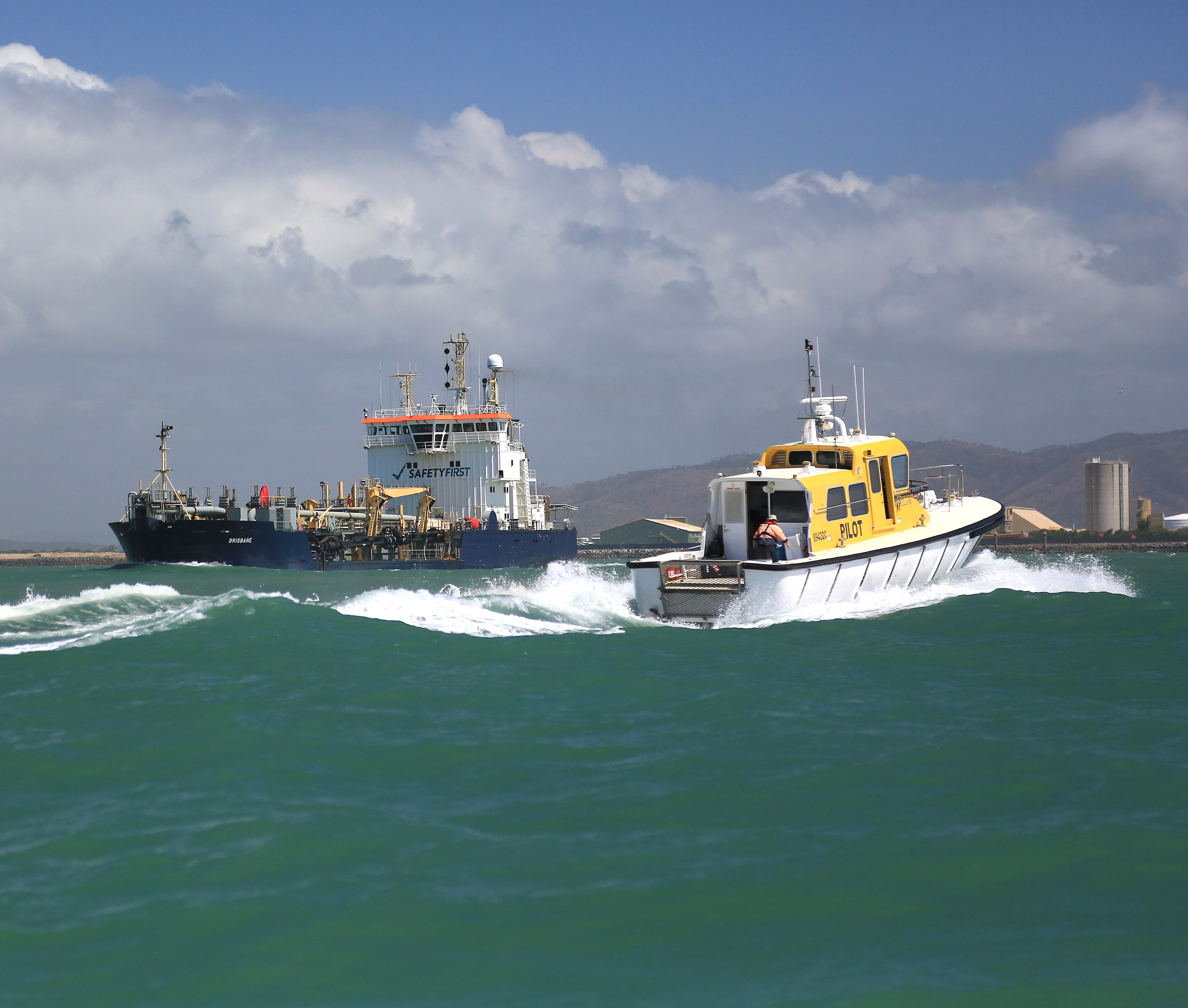 Trailing Suction Hopper Dredge  Brisbane at the entrance to the Port of Townsville
