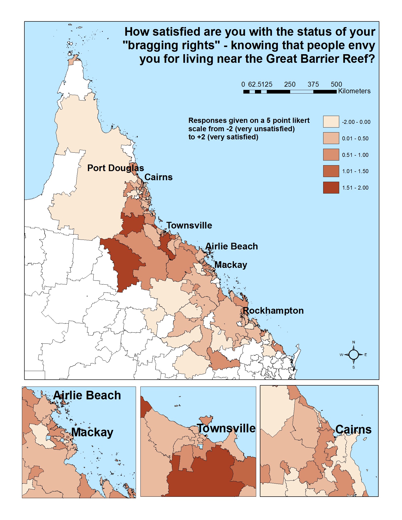 How satisfied are you with the status of your "bragging rights" - knowing that people envy you for living near the Great Barrier Reef?