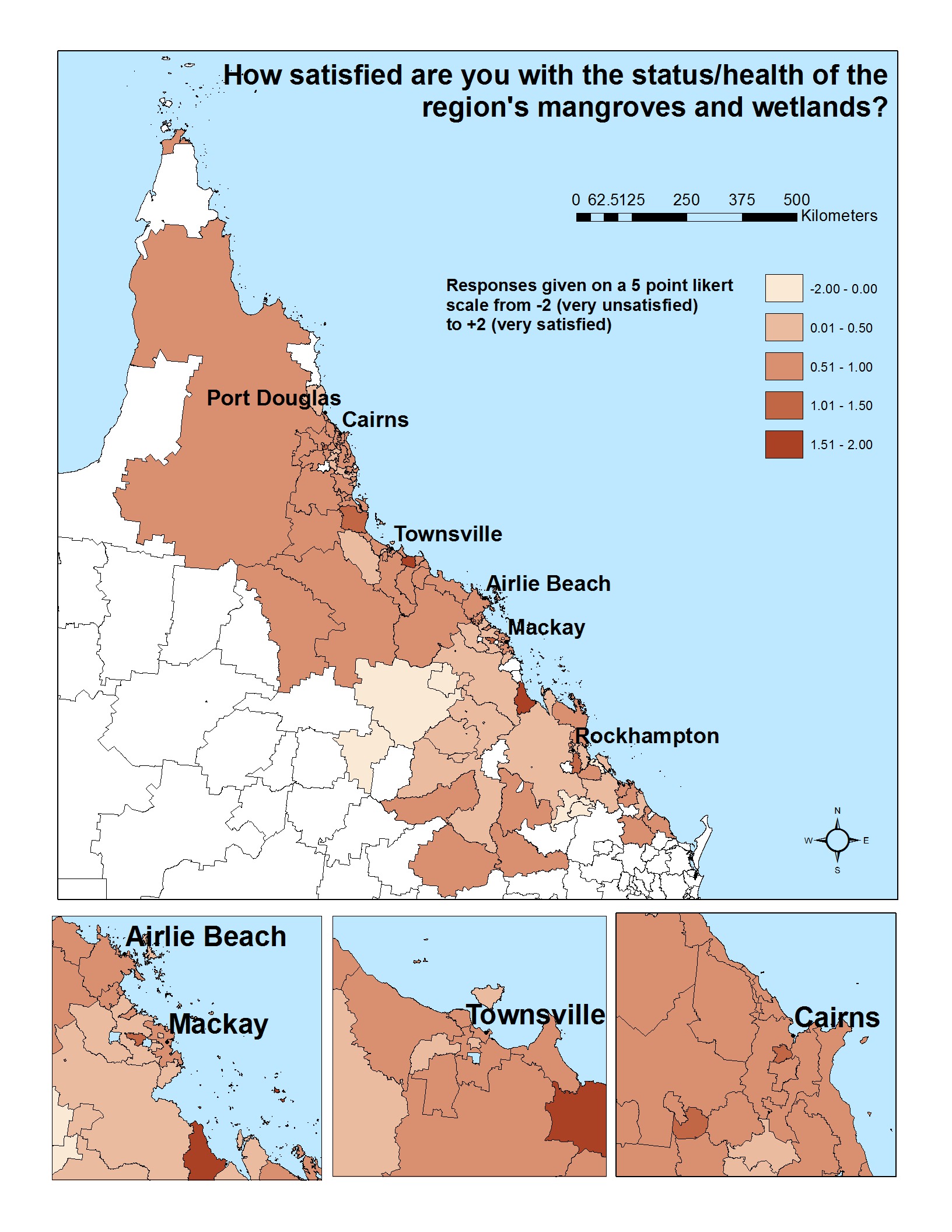 How satisfied are you with the status/health of the region's mangroves and wetlands?