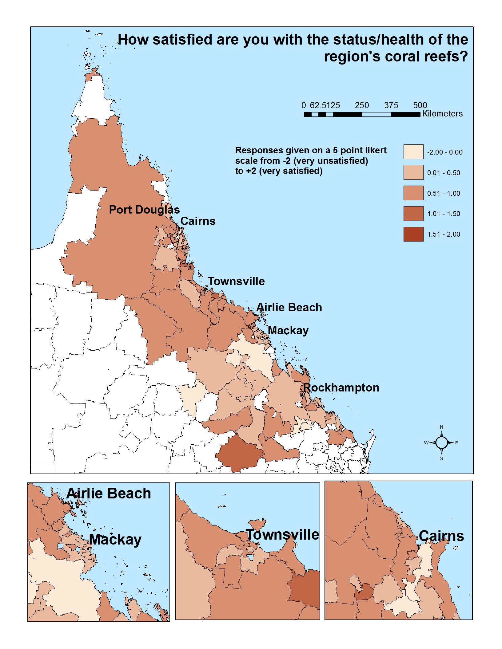 How satisfied are you with the status/health of the region's coral reefs?