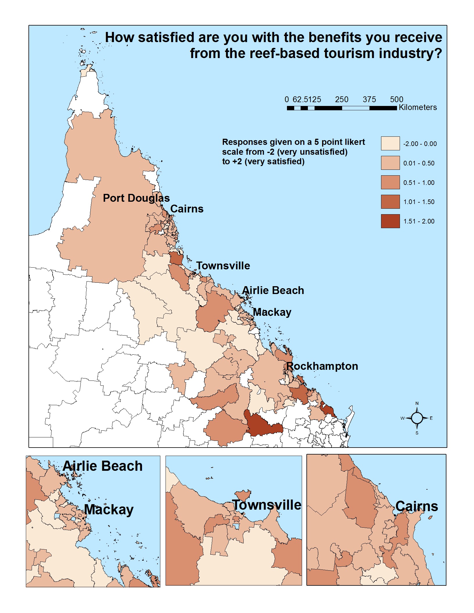 How satisfied are you with the benefits you receive from the reef-based tourism industry?