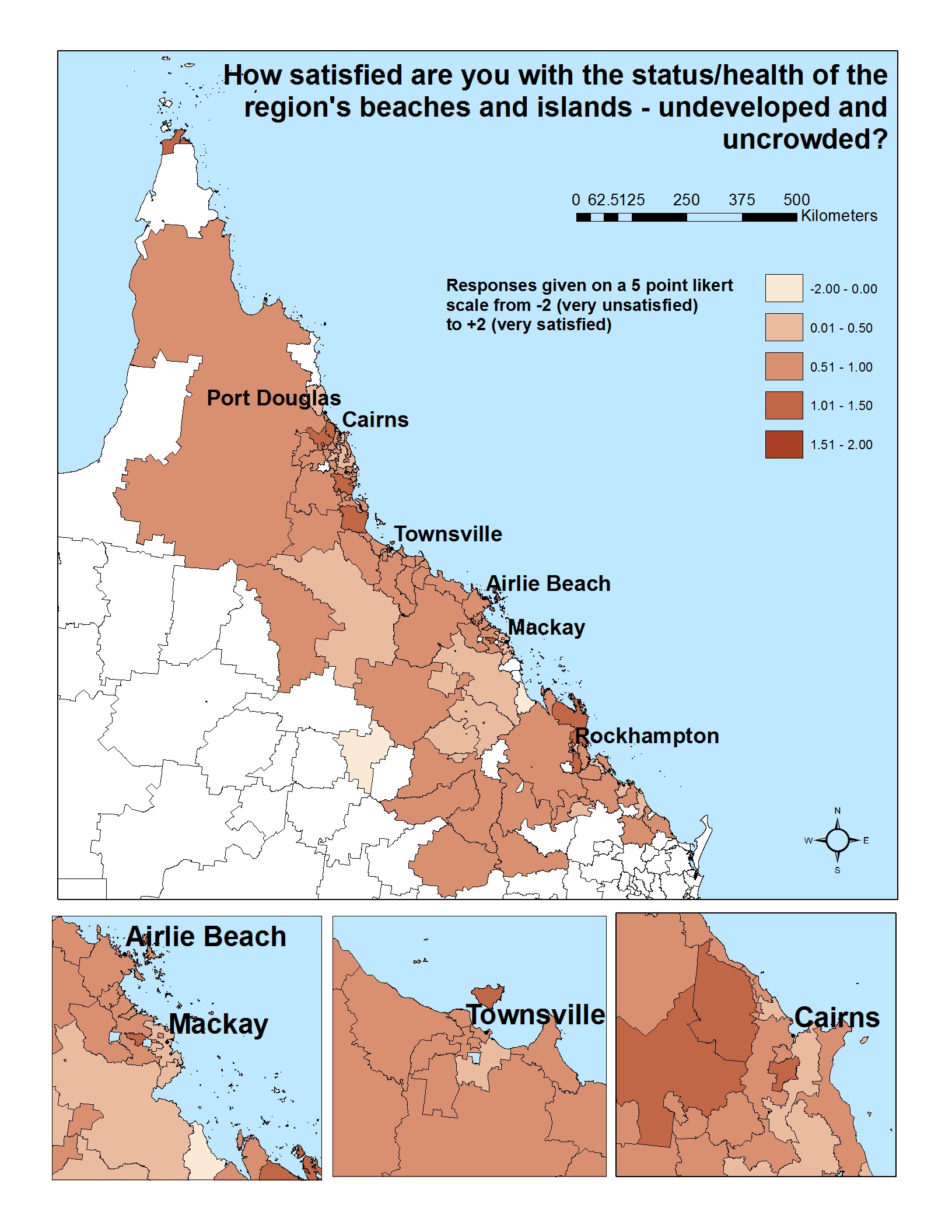 How satisfied are you with the status/health of the region's beaches and islands - undeveloped and uncrowded?