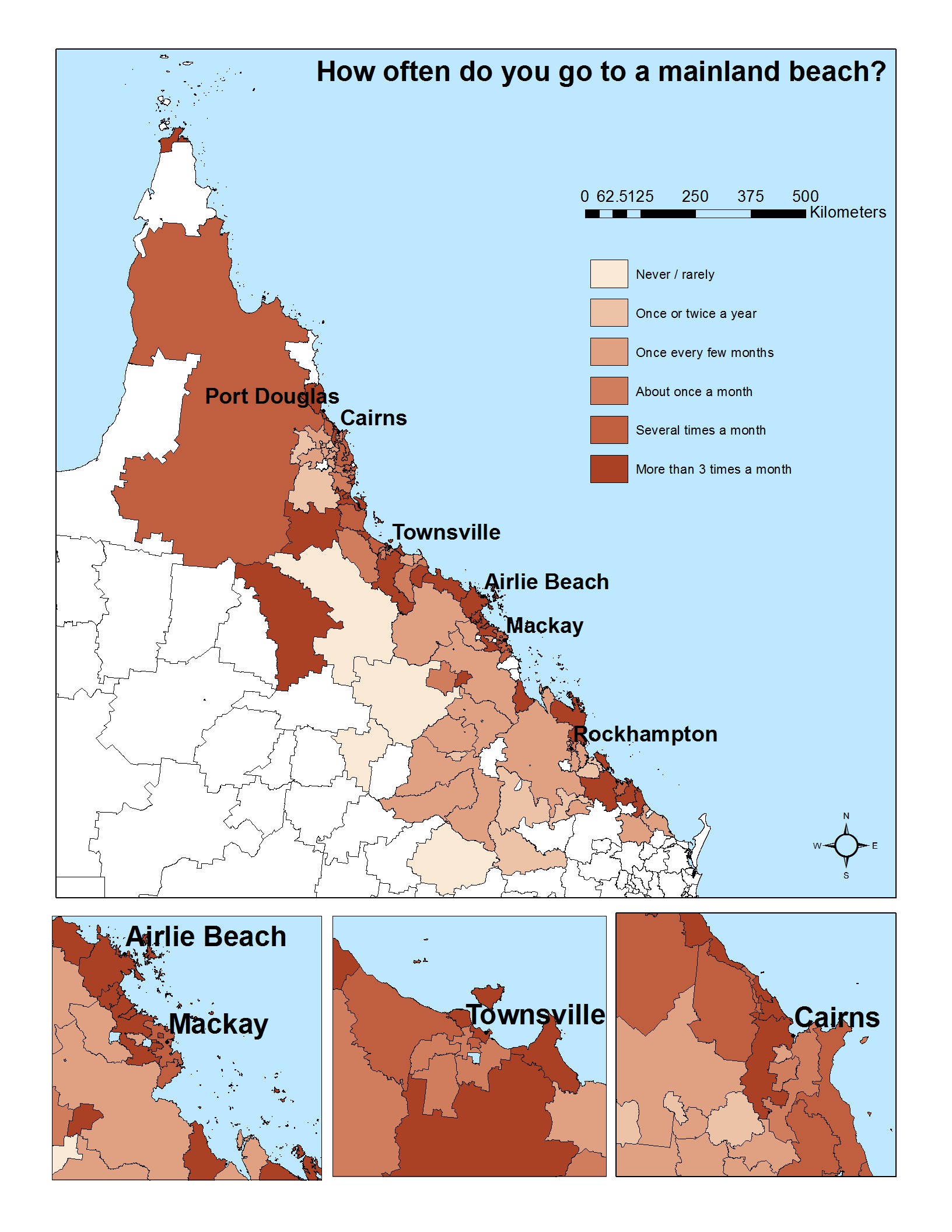 How often do you go to a mainland beach?