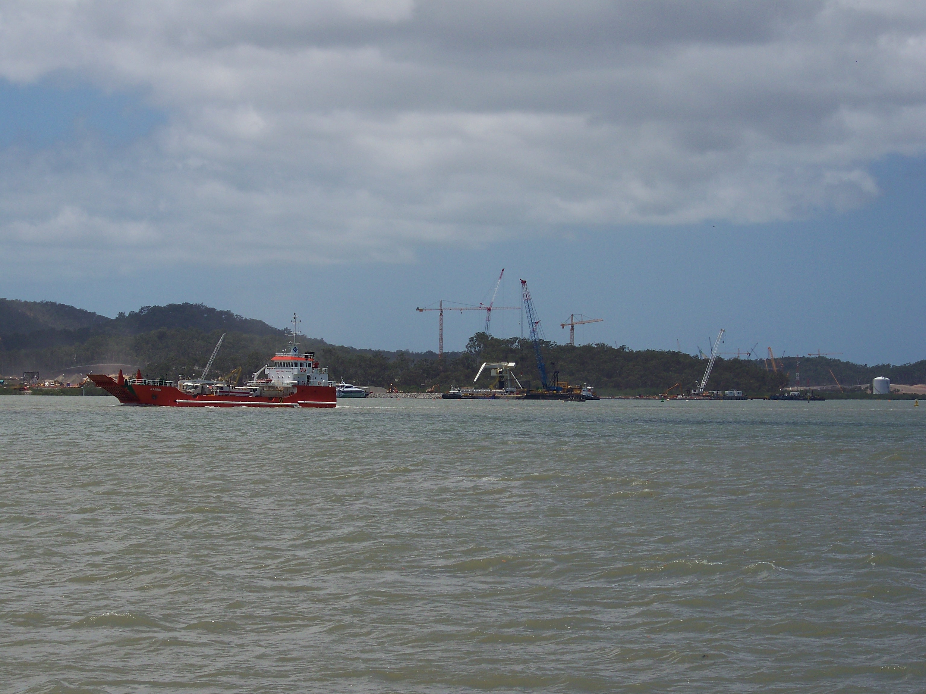 Curtis Island gas plant development and boat traffic, November 2012