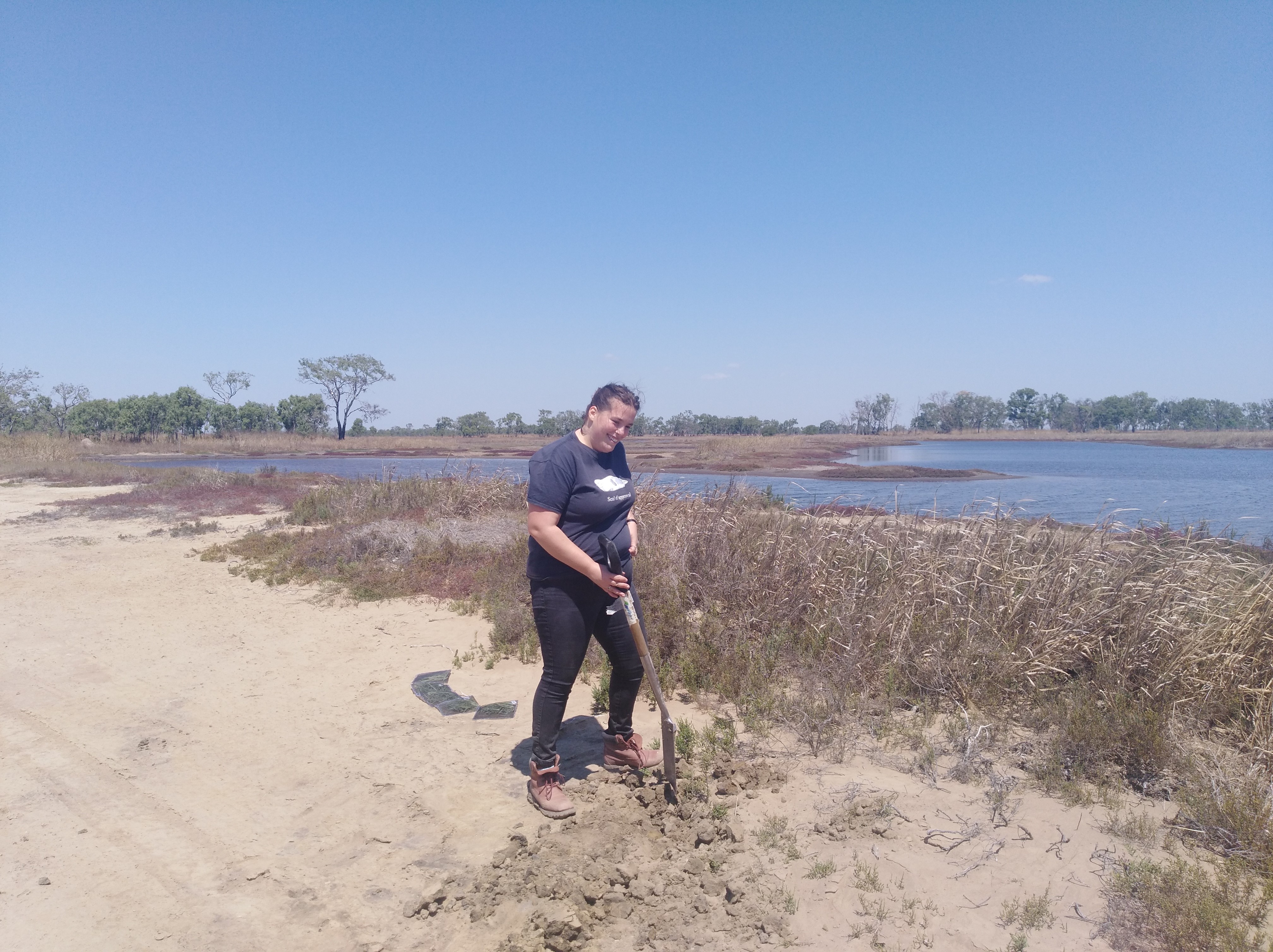 Masters Student deploying carbon decomposition bags