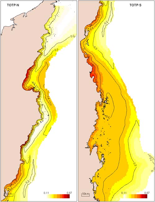 Distribution of total phosphorus