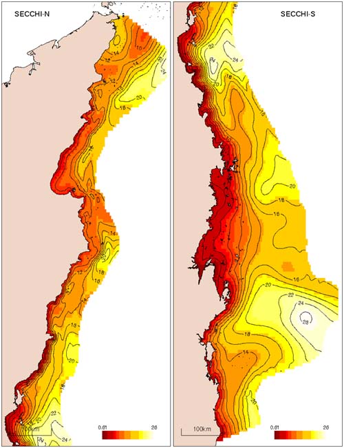 Distribution of Secchi depth