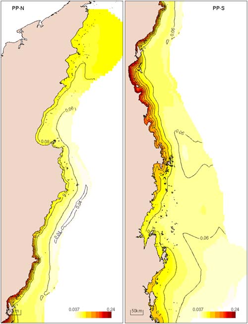 Distribution of particulate phosphorus