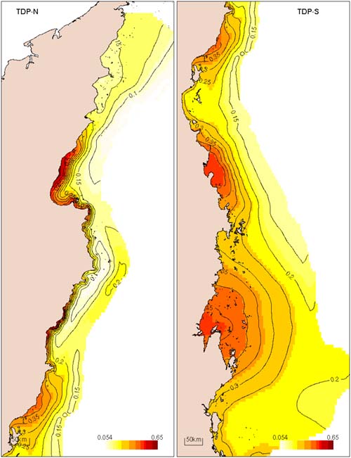 Distribution of total dissolved phosphorus