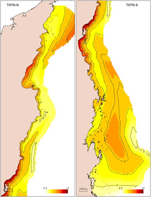 Distribution of total nitrogen