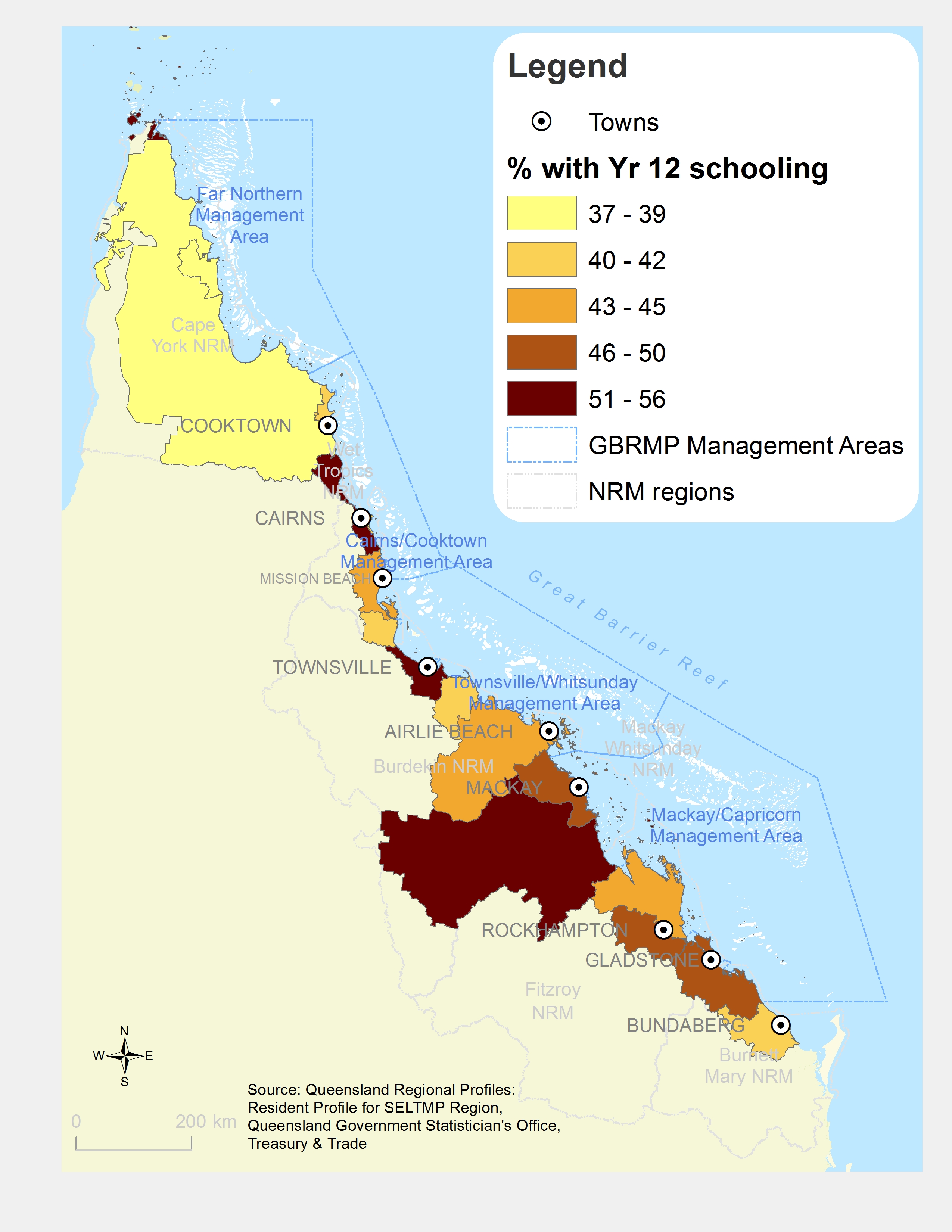 Population with a Year 12 Qualification (%)