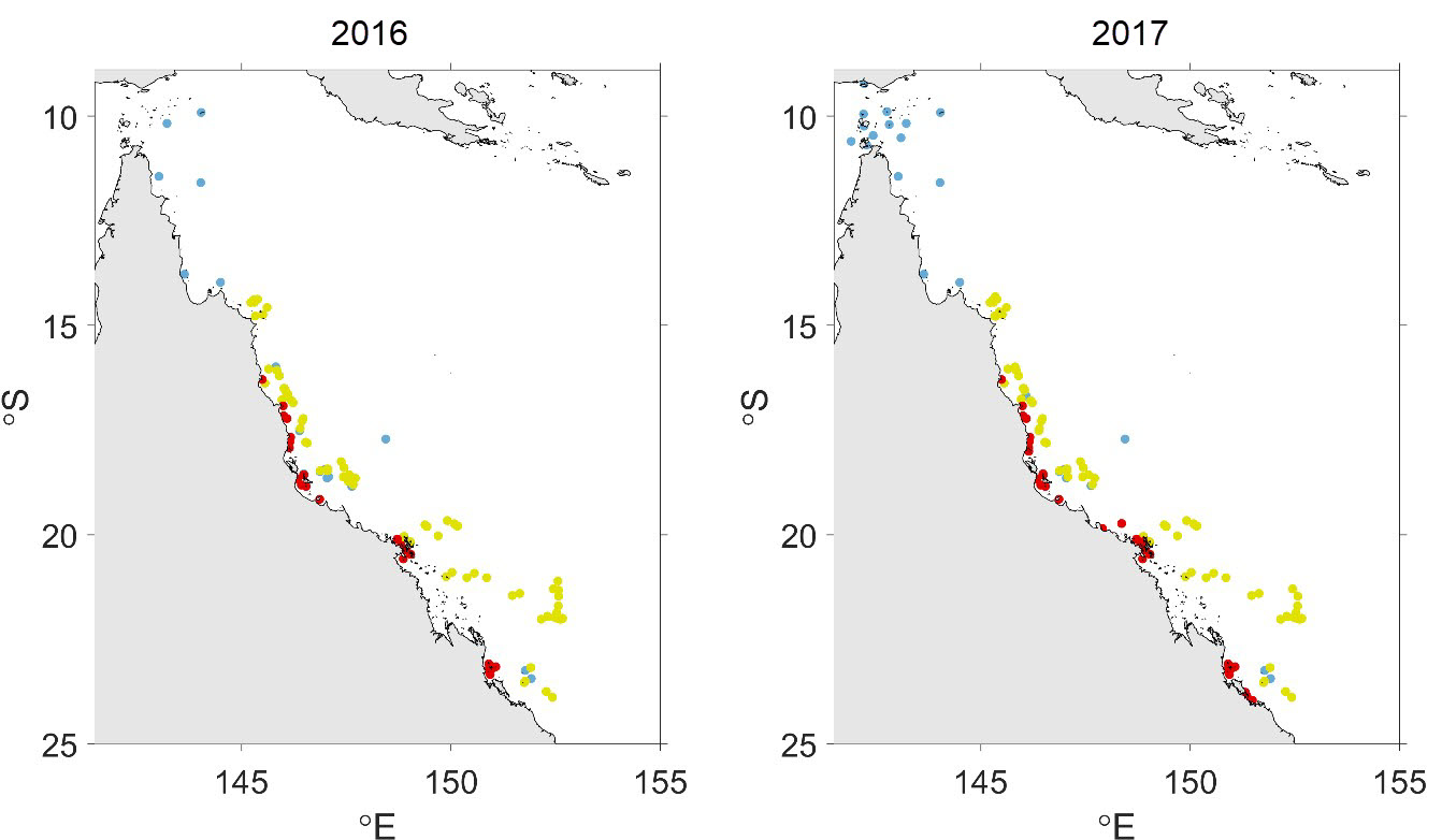 Logger deployments during Jan-Apr 2016 and 2017
