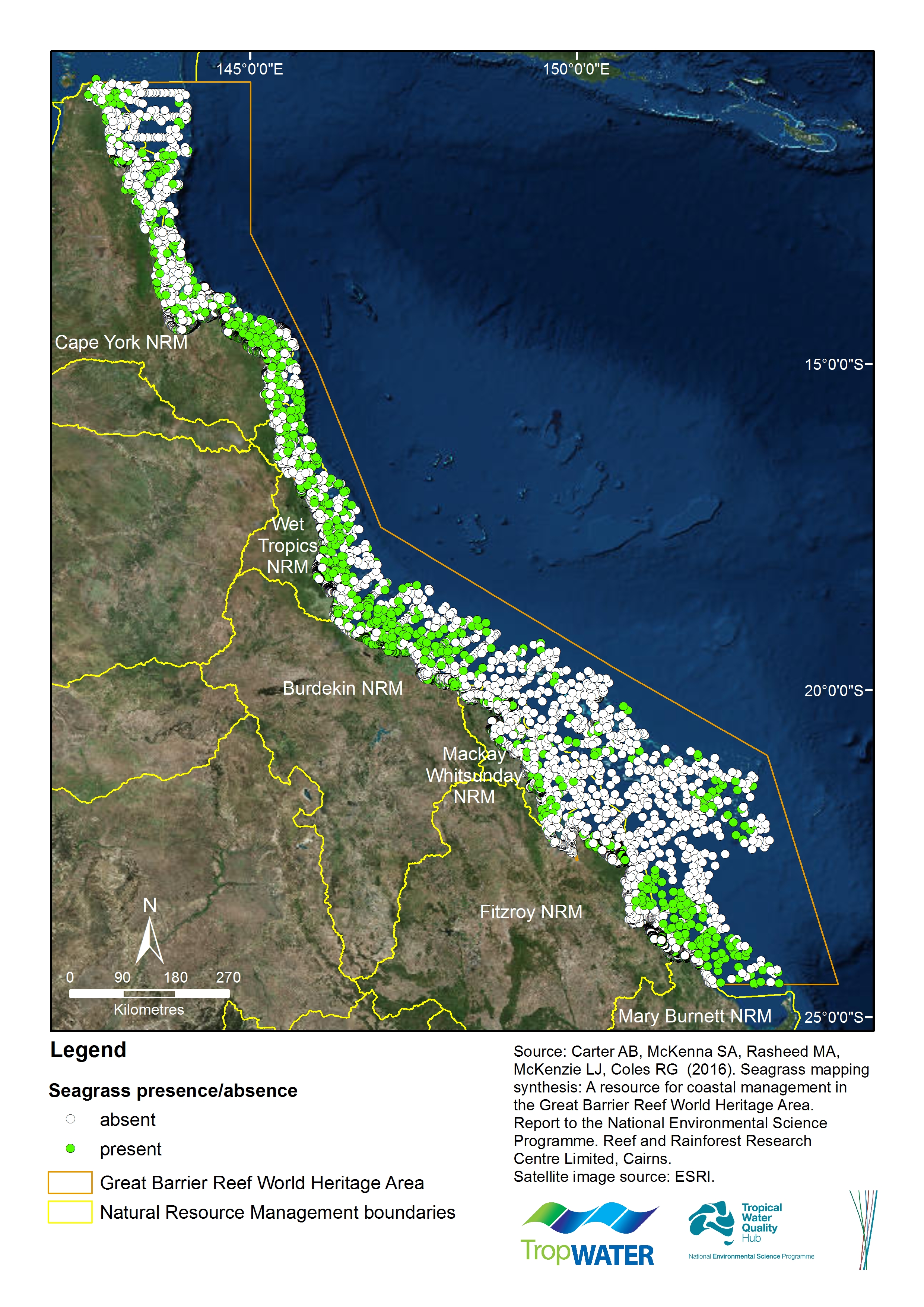 Map of seagrass distribution in GBRWHA