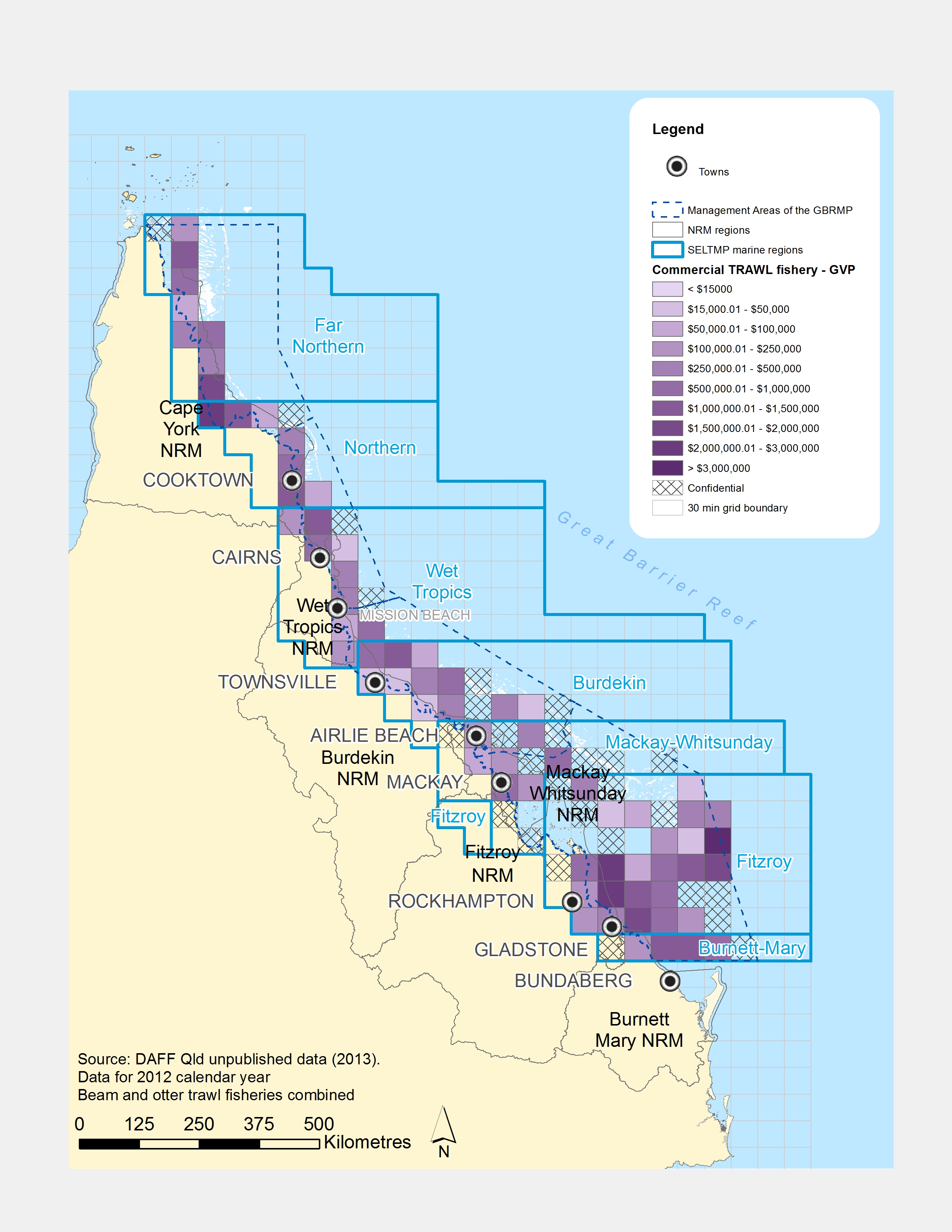 Commercial trawl fishing GVP in the GBR