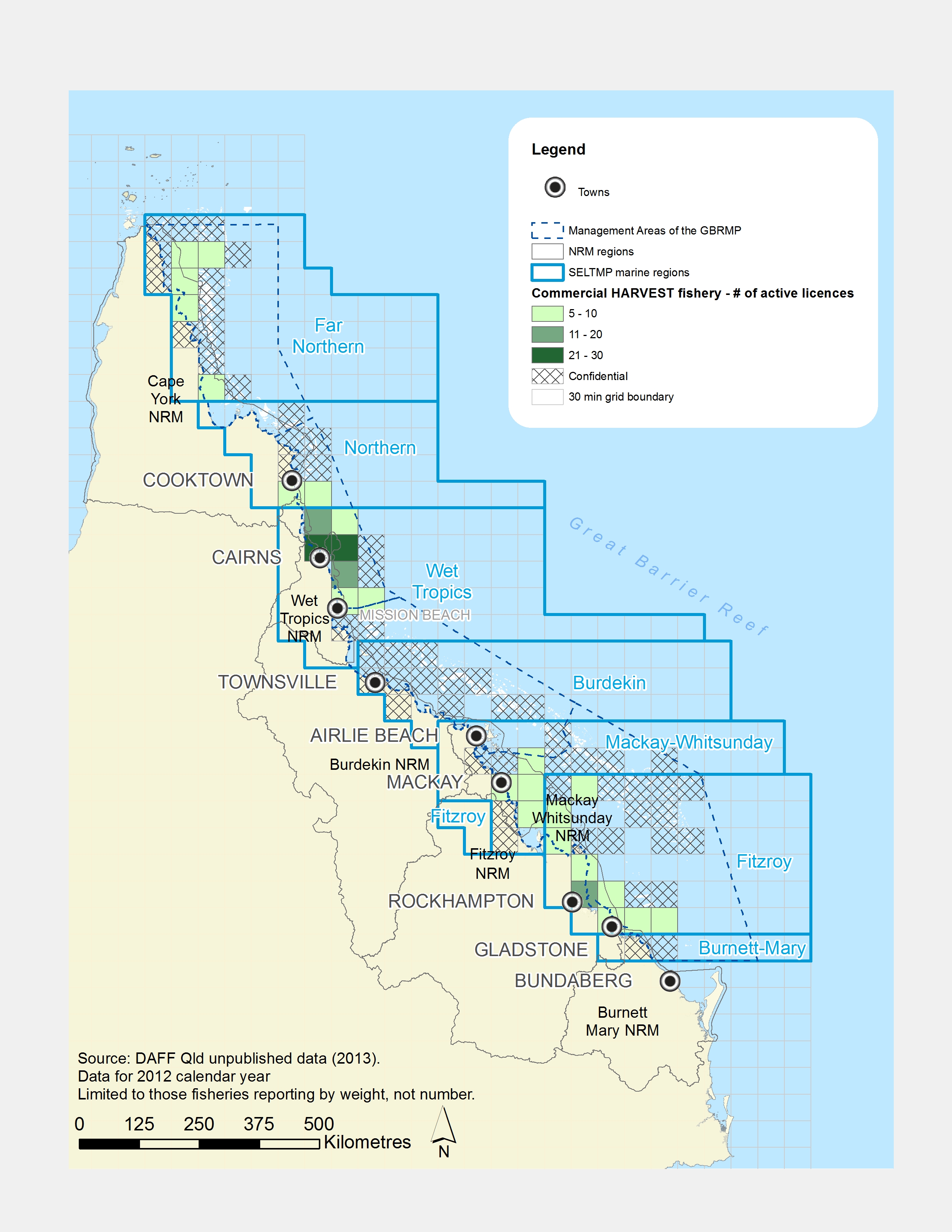 Number of active commercial harvest fishing licences in the GBR