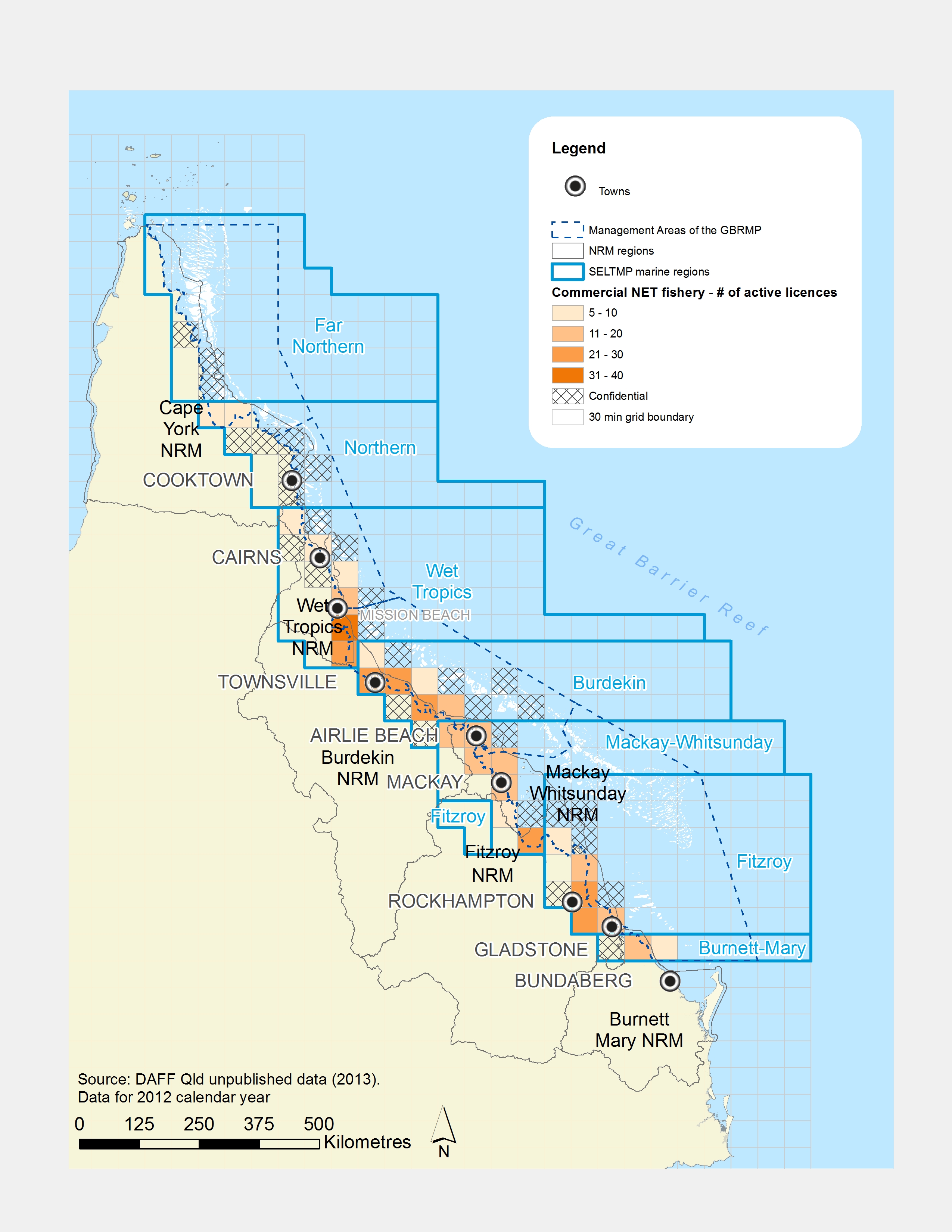 Number of active commercial net fishing licences in the GBR