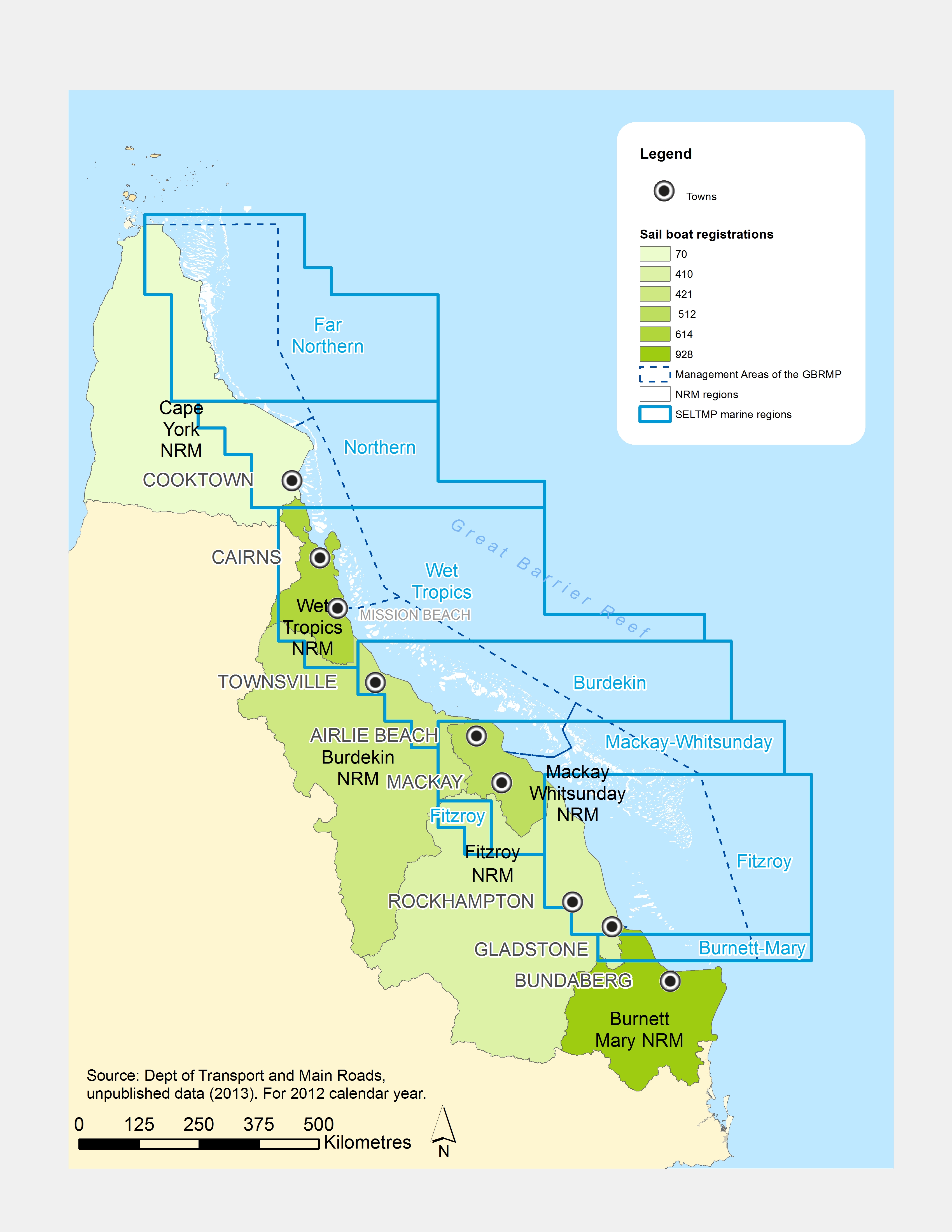 Number of registered sailing boats in Qld