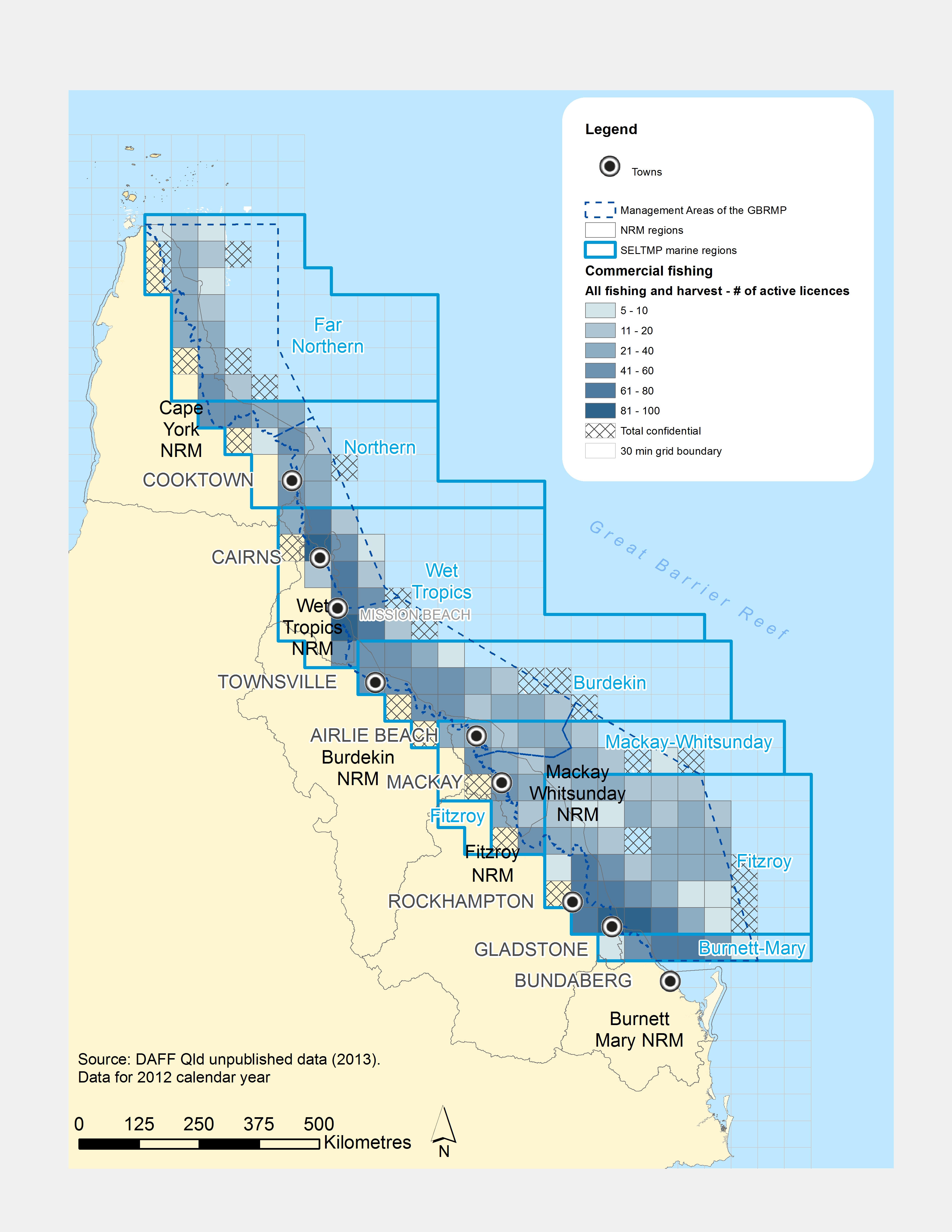 Number of active commercial fishing and harvest licences in the GBR