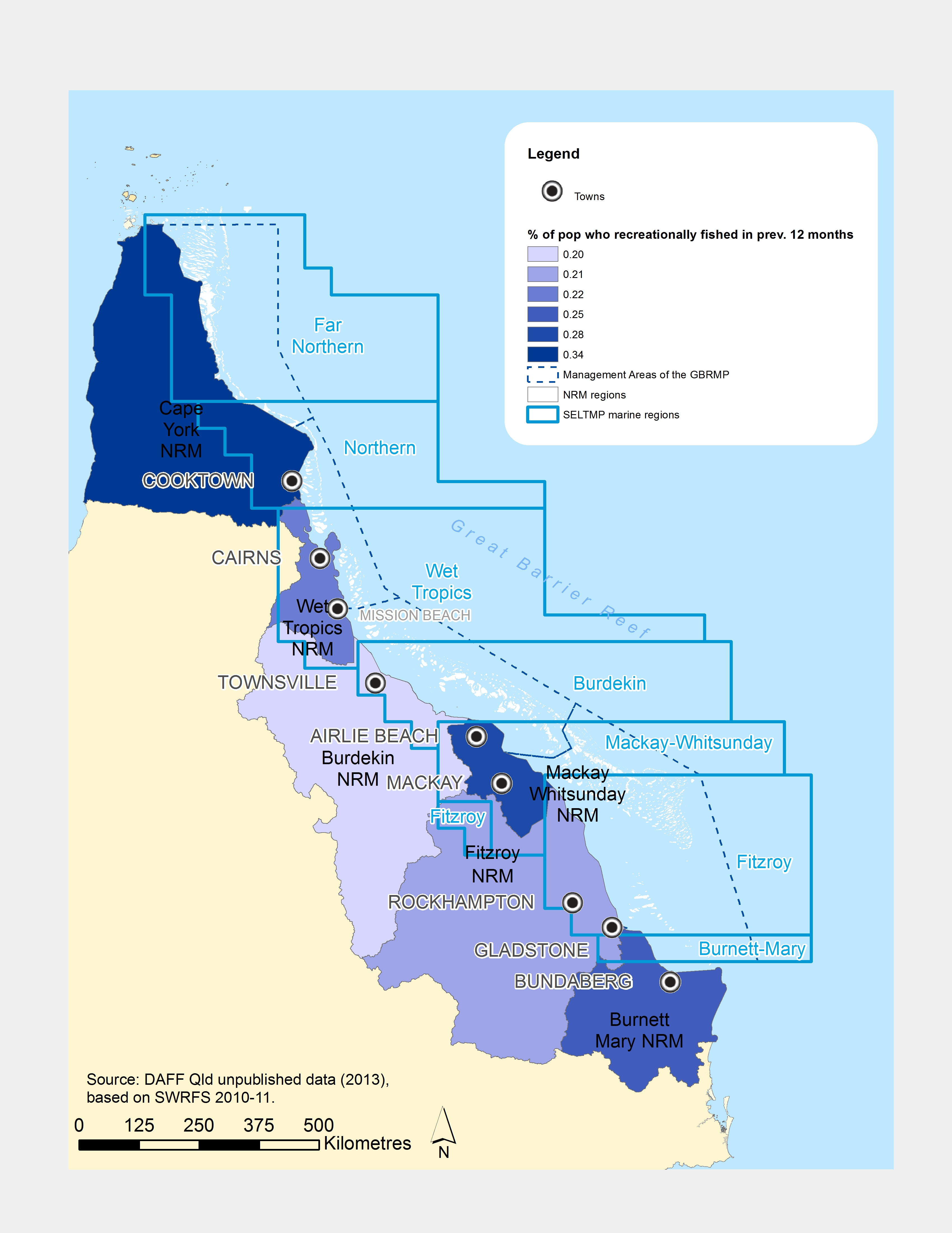 Percentage of people who recreationally fished in Qld within a year