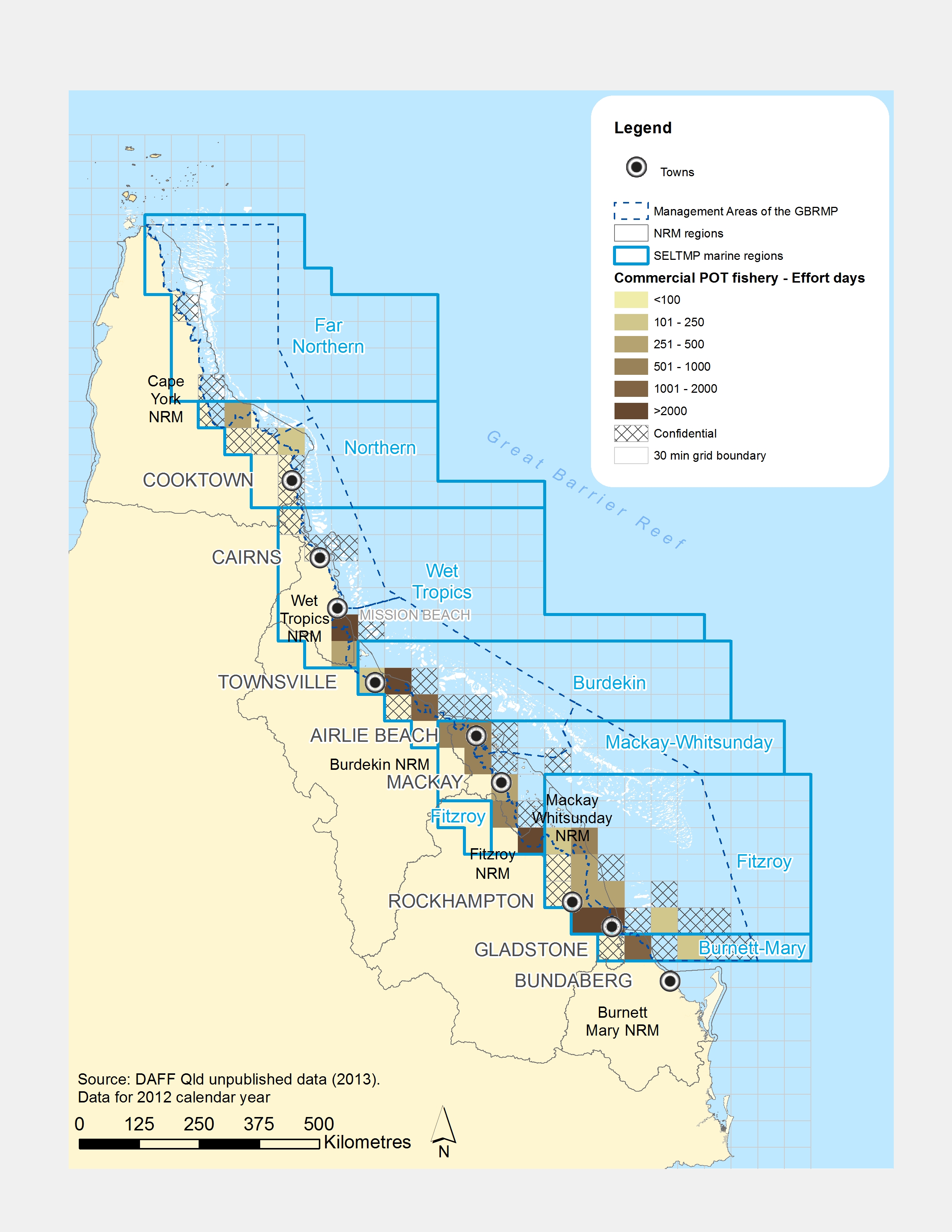 Number of days of effort for commercial pot fishery in the GBR