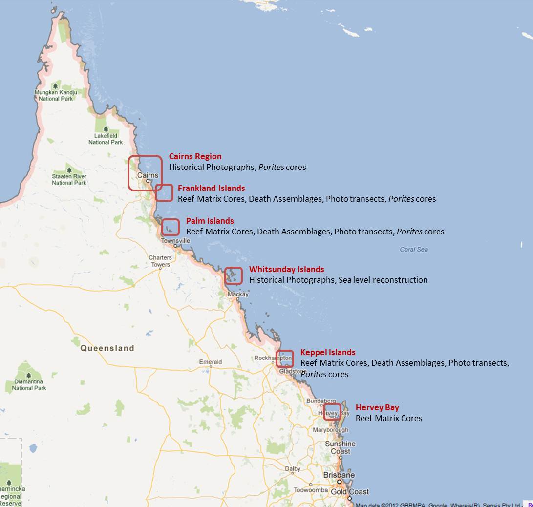 NERP Project 1.3 study locations