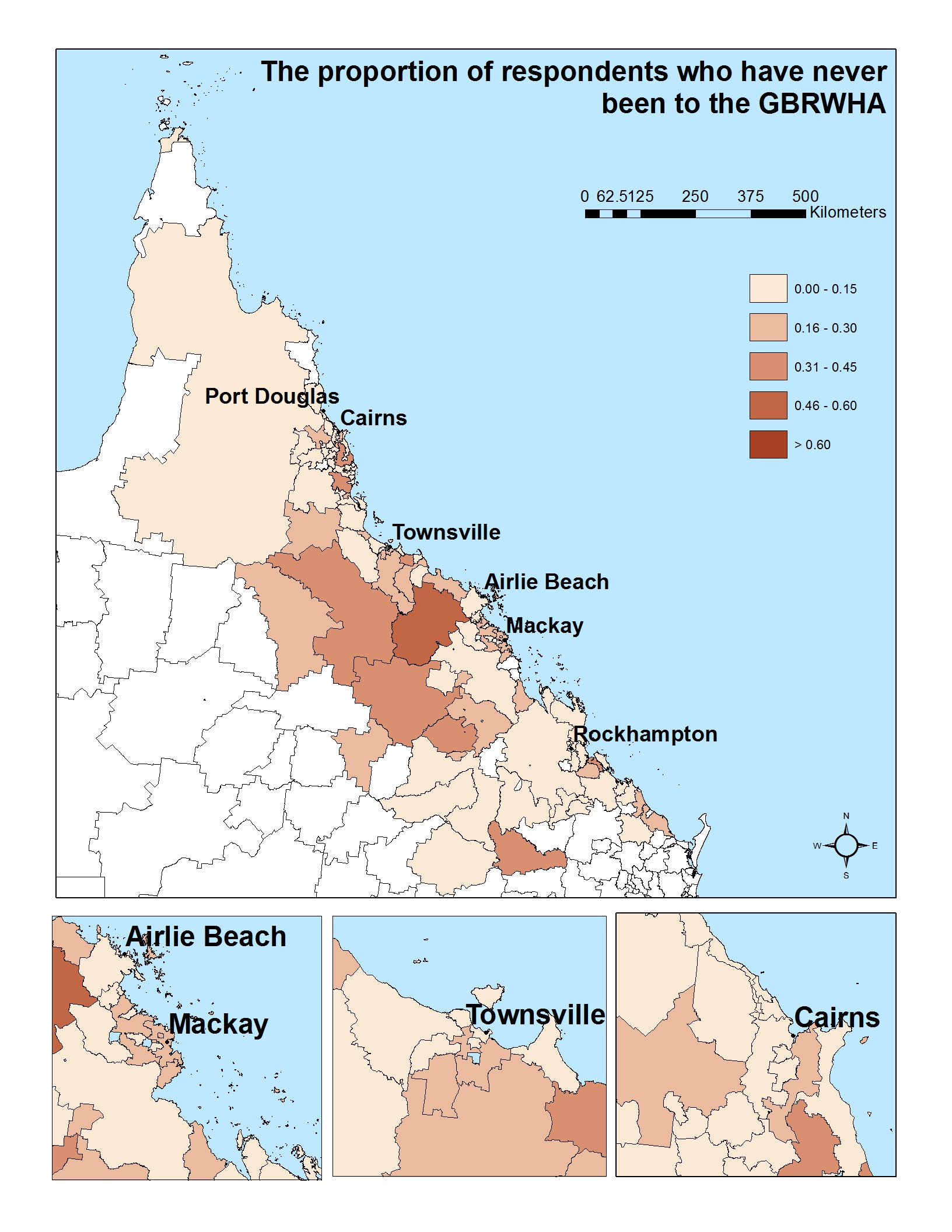The proportion of respondents who have never been to the GBRWHA