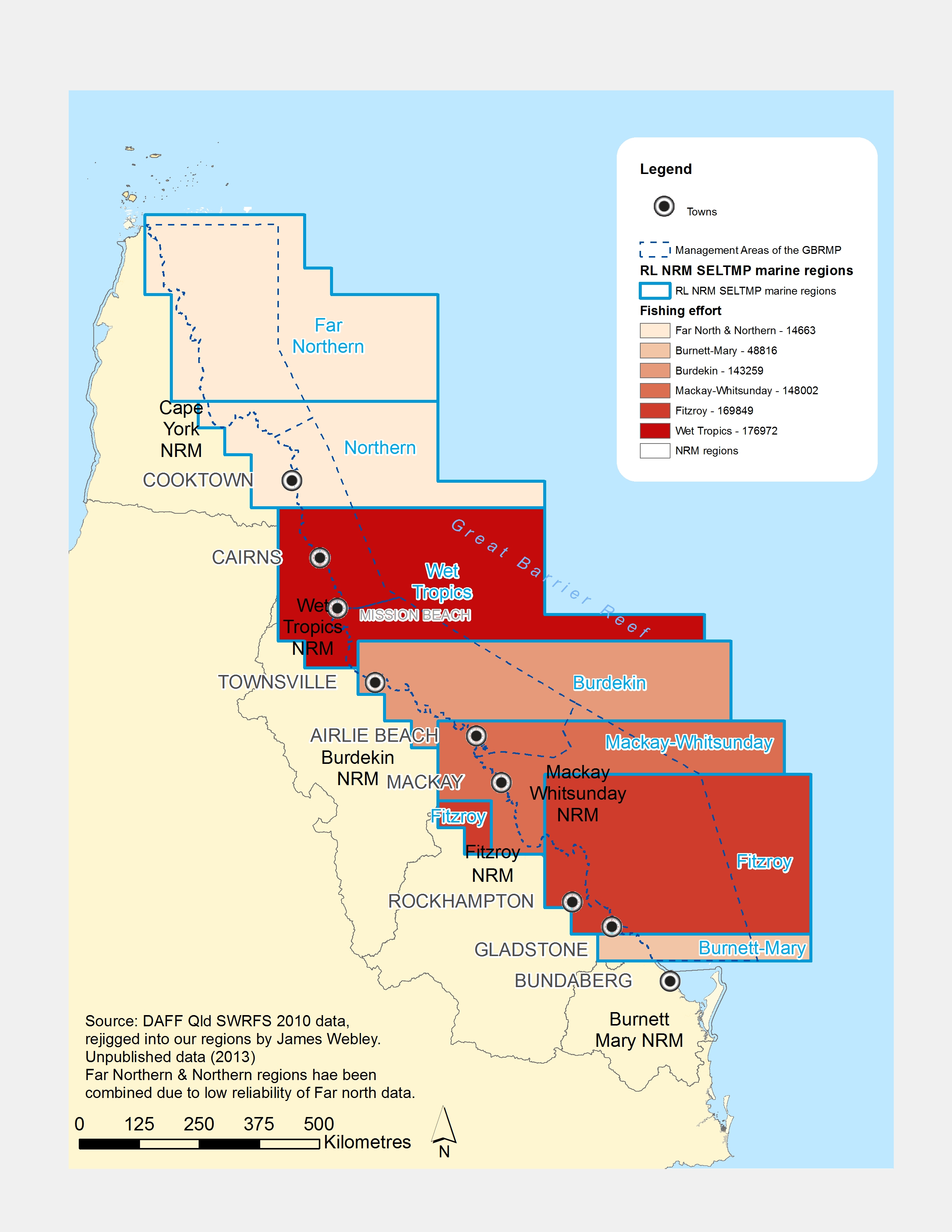 Total recreational fishing effort days in Qld