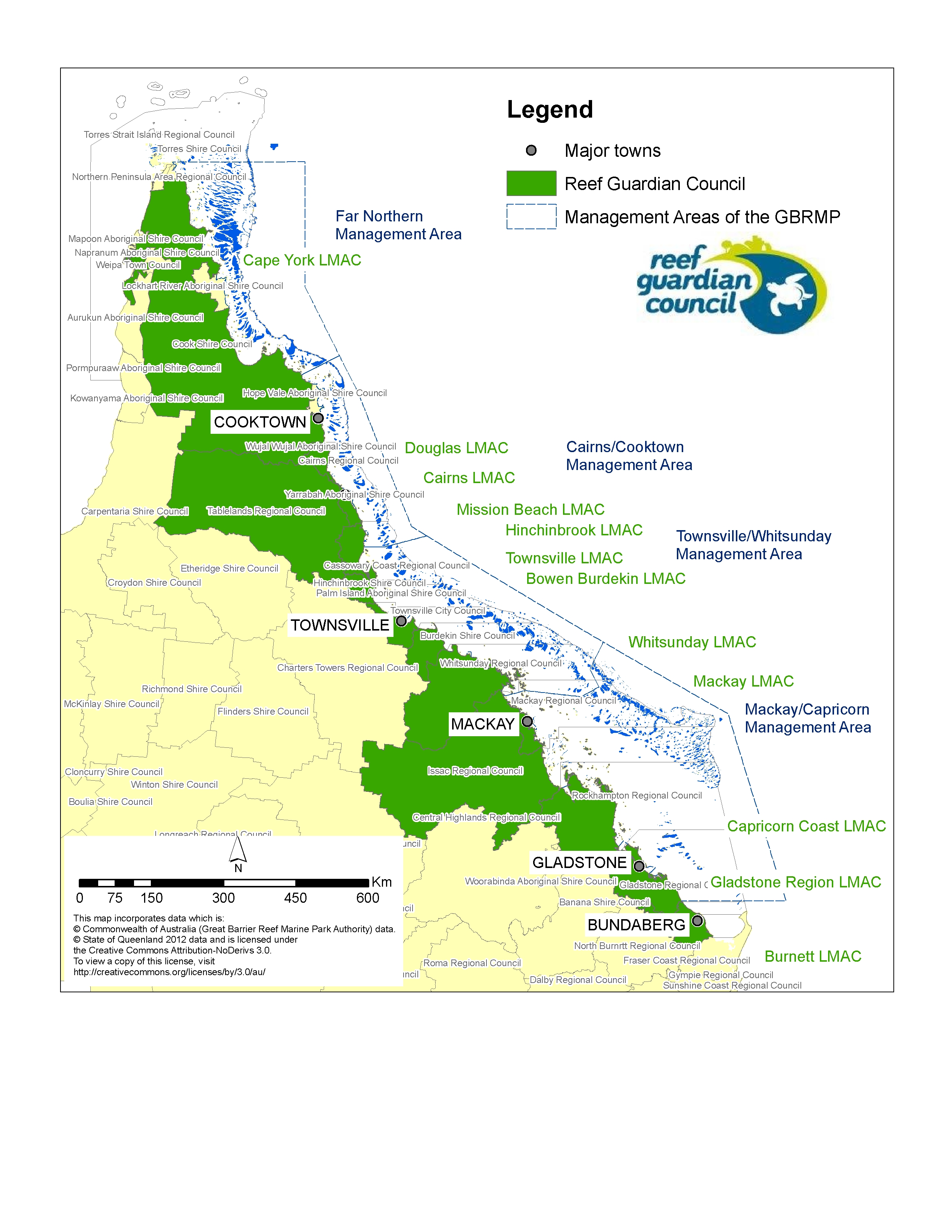 LGAs Represented in GBRMPA Reef Guardians Council 2012
