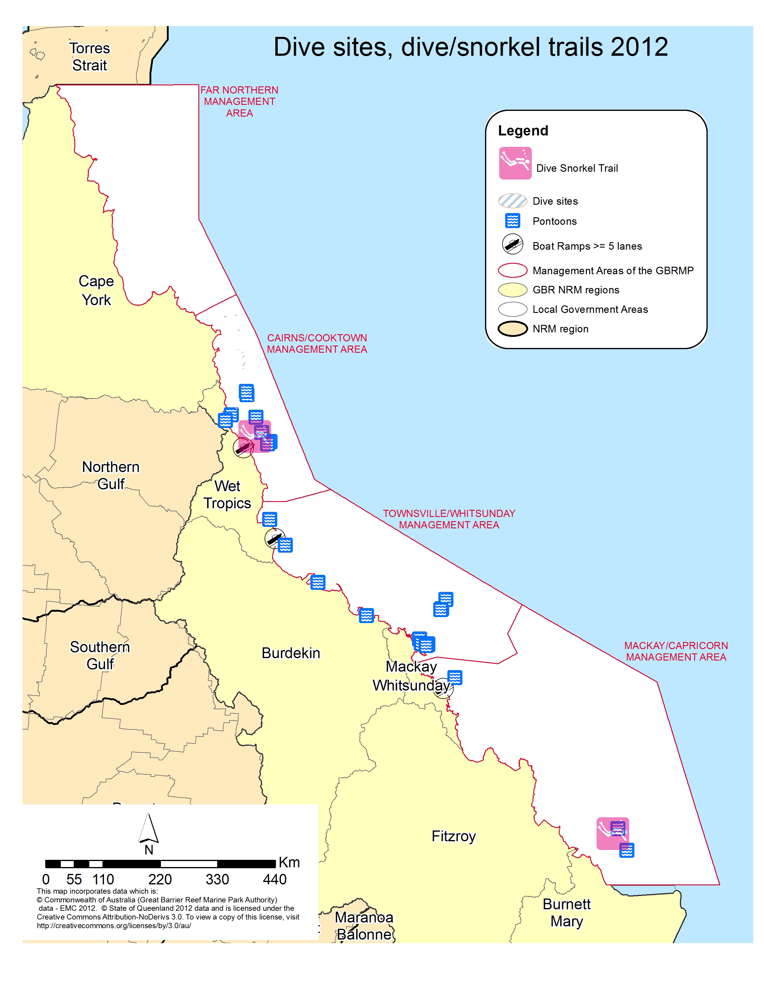 Diving sites in the GBR
