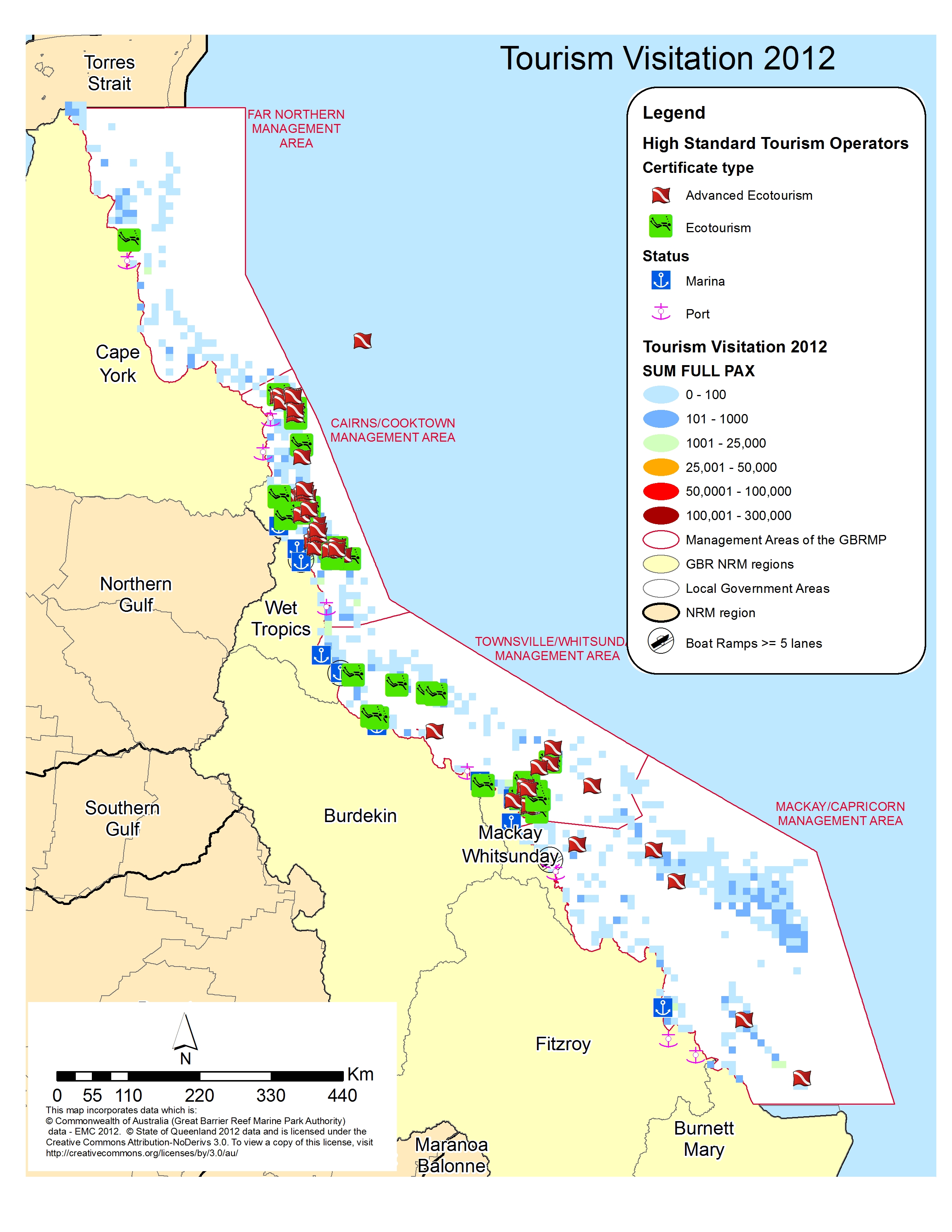 Visited location in the GBR, and point of interest