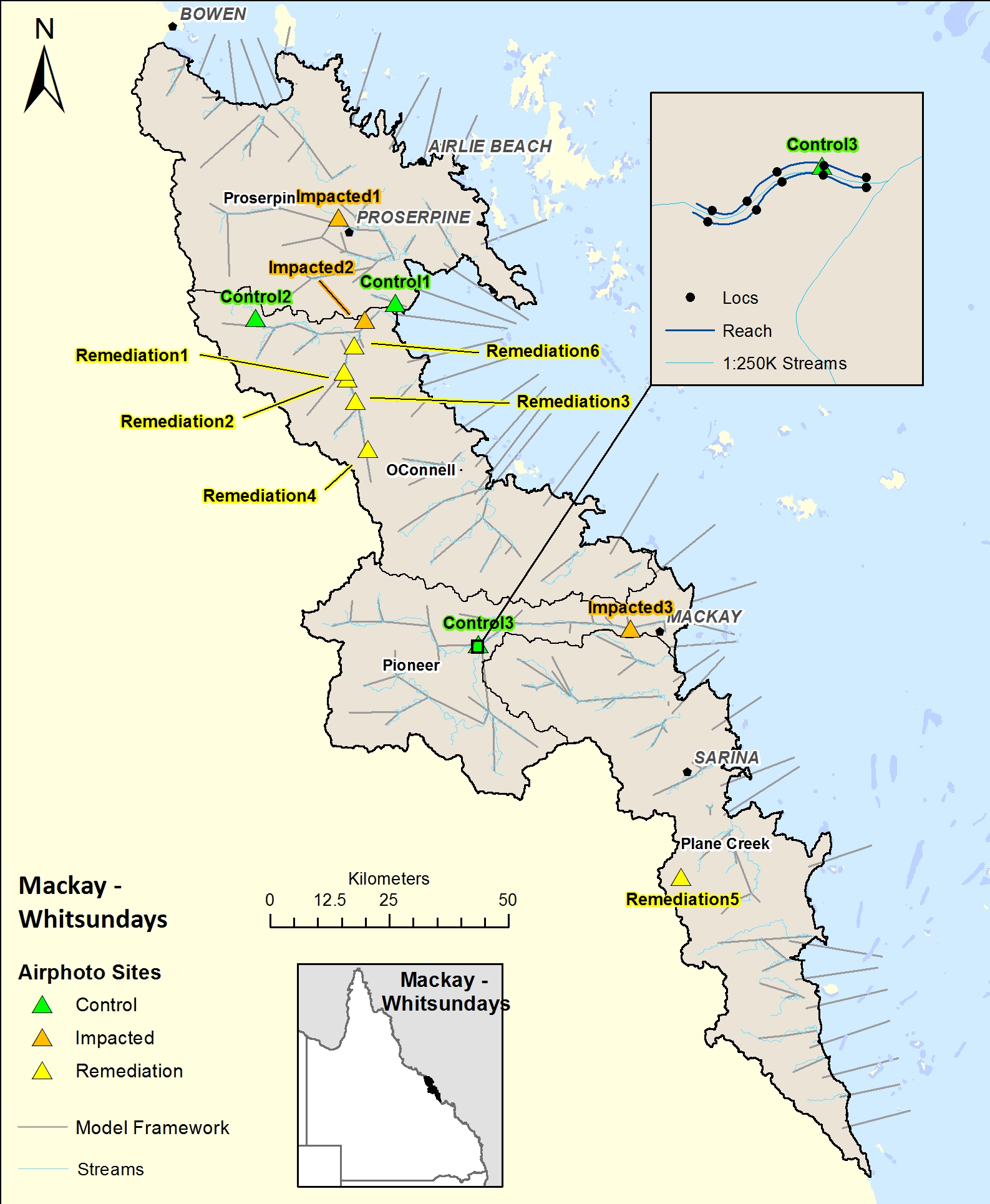 Map of Mackay Whitsundays channel measure sites
