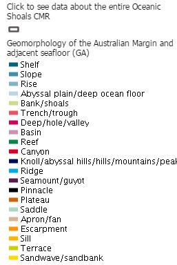 Geomorphology of the seafloor within and beyond the Oceanic Shoals CMR