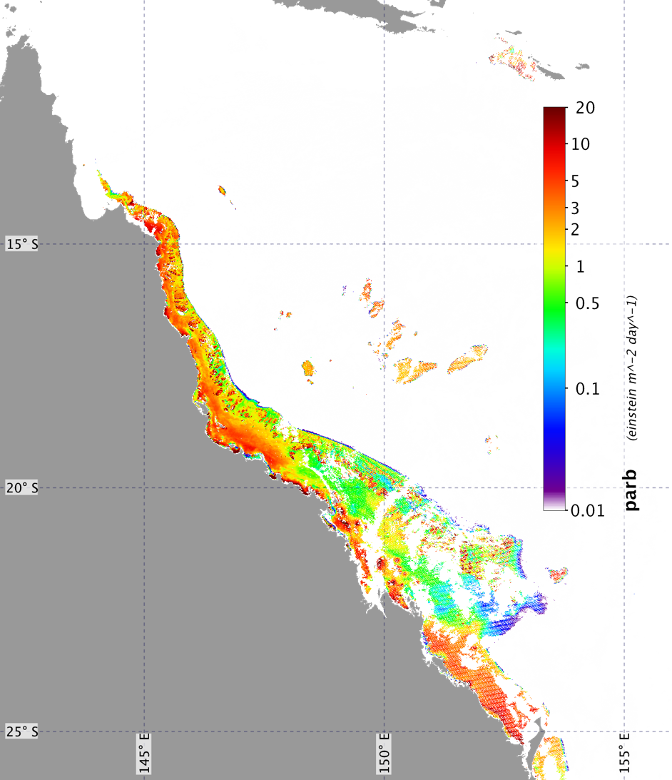 We can now use satellite data to estimate how much light reaches benthic habitats in the Great Barrier Reef