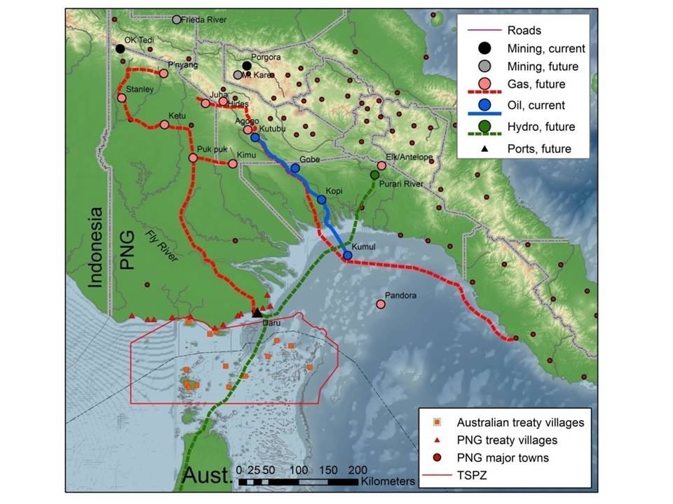 Map of planned development in Papua New Guinea