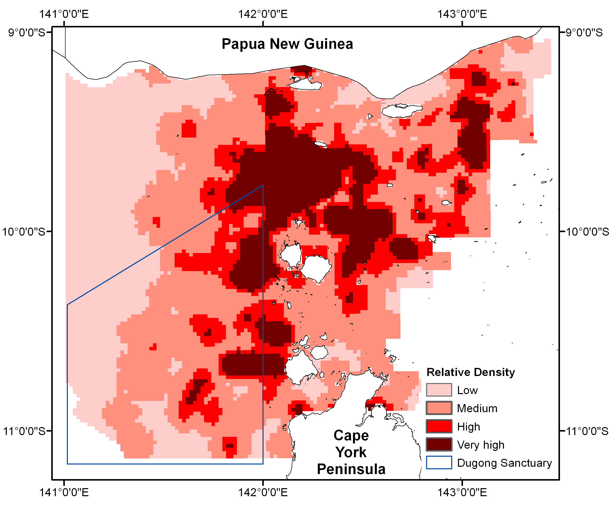 Relative density of Dugongs in Torres Strait