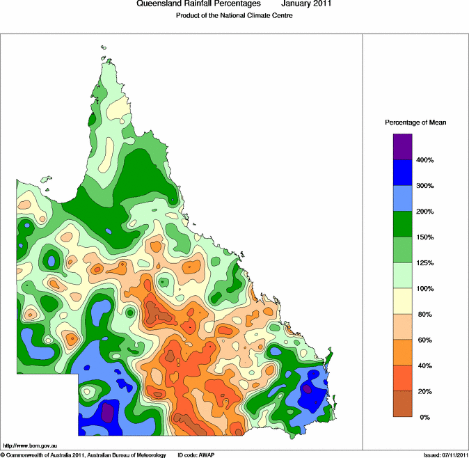 Queensland Rainfall for January 2011