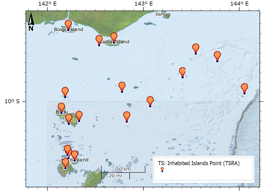 Torres Strait Inhabited Islands (TSRA) | eAtlas