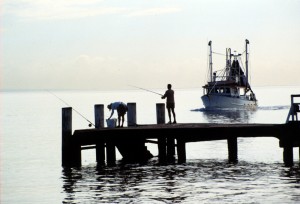 Trawler approaching jetty