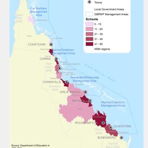 GBR Coastal Communities Number of Schools by LGA (2011 ABS data)