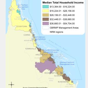 Median total household annual income, by Local Government Area ($000) 