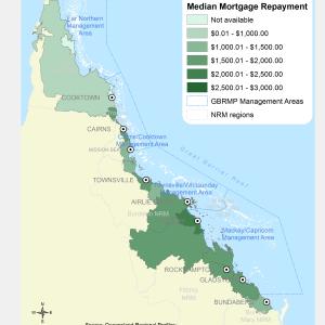 Median monthly mortgage repayment, by Local Government Area ($/month)