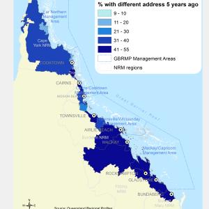Population with address change within past 5 years, by Local Government Area (%)
