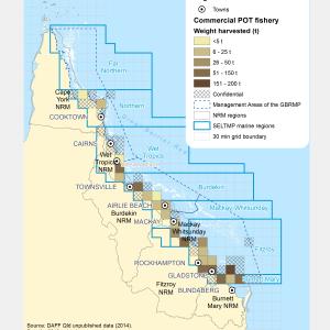 Commercial POT Fishing harvest (by weight) within GBR fishing grids in 2013.