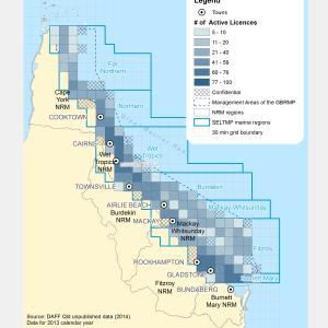 Commercial Fishing (ALL Fishing And Harvest) Licences active within GBR fishing grids in 2013.