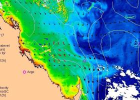 MODIS chlorophyll and ocean currents in southern GBR